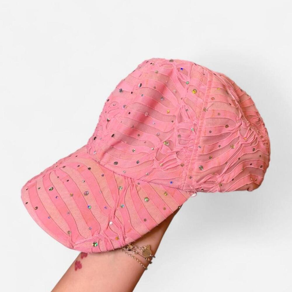 Y2K Pink Cap with Rhinestones